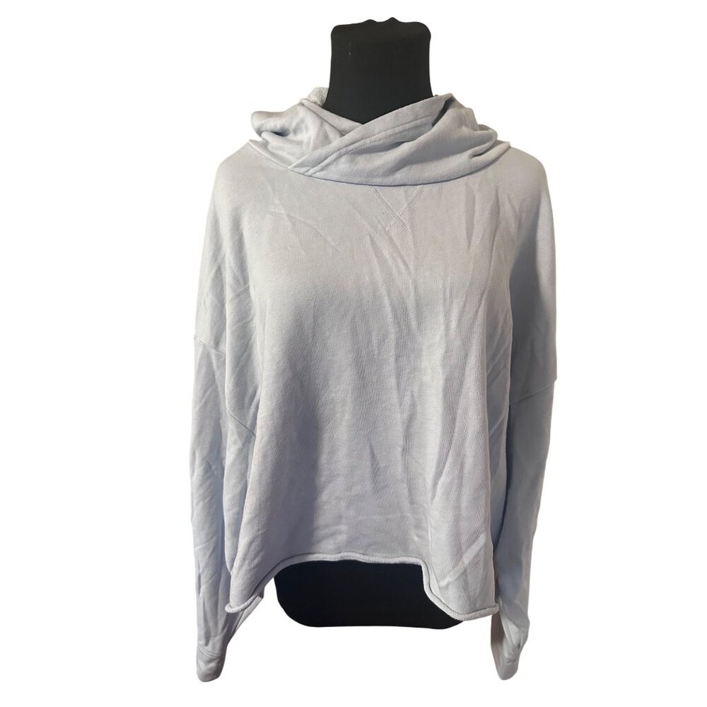 Fabletics Light Blue Cropped Sweater Shirt Hood 1x